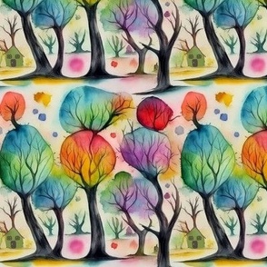 Rainbow Trees - Colorful Tree Pattern