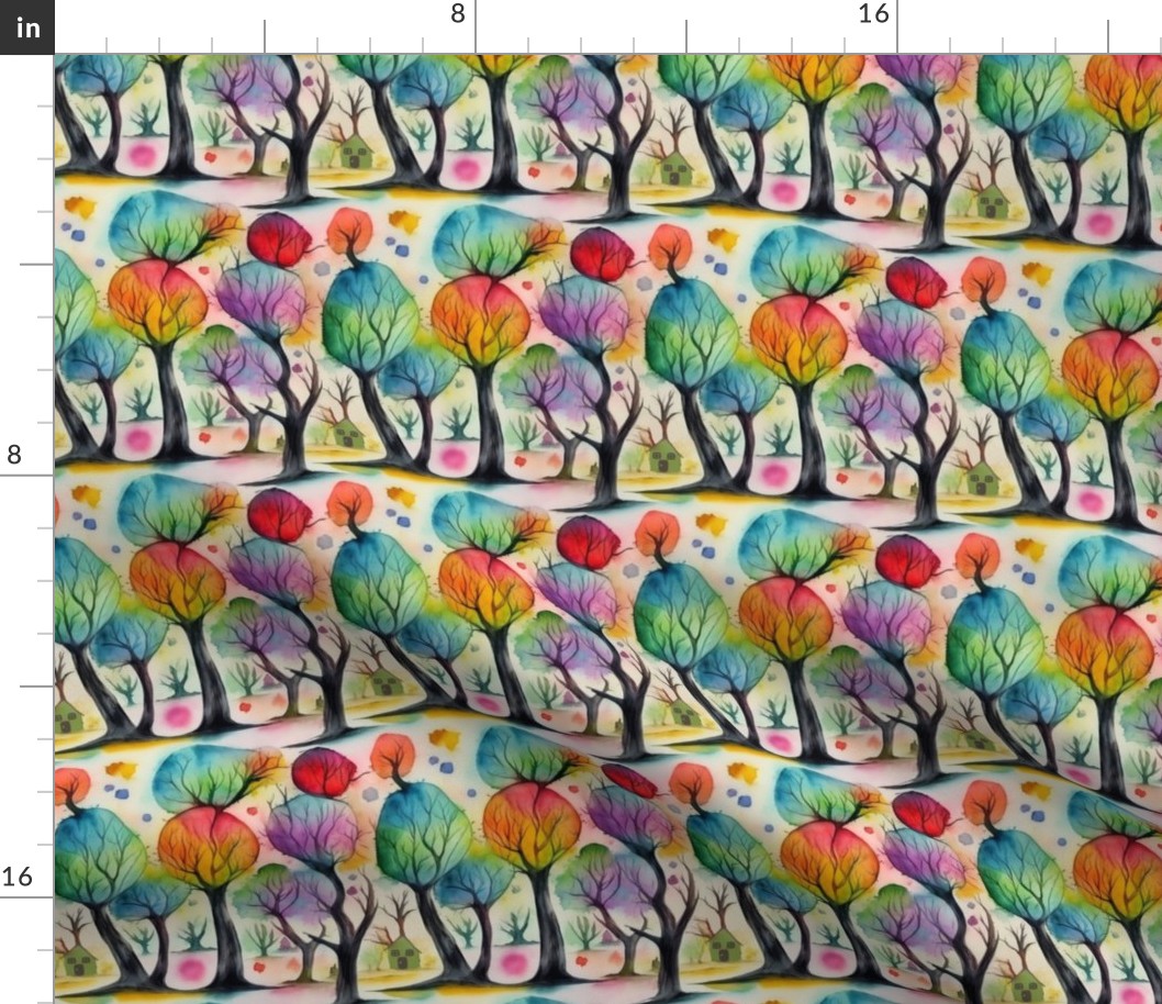 Rainbow Trees - Colorful Tree Pattern