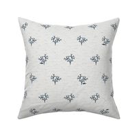 Fish and Coral (M) Block Print Navy on Ivory White