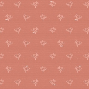 Fish and Coral (M) Block Print Salmon Pink on Coral Red