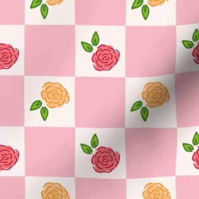Checkered Roses in Pink and Orange