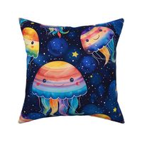 Space Joy: Cute Watercolor Colorful Rainbow Smiling Kawaii Alien Octopus with  Stars for Baby Nursery Kid Room Decor Apparel