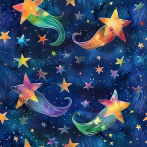 Space Joy: Cute Watercolor Colorful Rainbow Shooting Stars for Baby Nursery Kid Room Decor Apparel