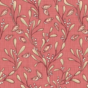 Nantucket Seaweed - Small - Red - Linen Texture