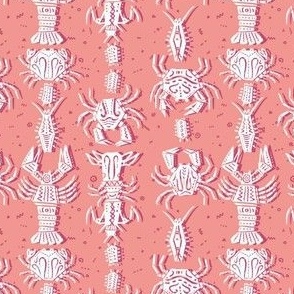 (S) Crustacean on dark pink salmon background