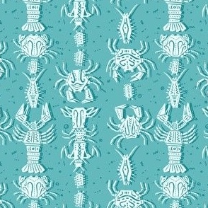(S) Crustacean on dark aqua blue background