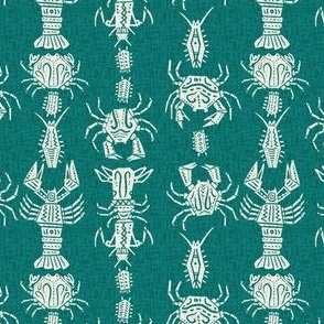 (S) Crustacean on dark turquoise textured background