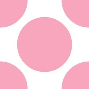 241 - Jumbo large scale pink and white giant polka dots, for girlfriend wallpaper, girls apparel, duvet covers, mother's day table cloths and runners