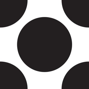 241 - Jumbo large scale black and white giant polka dots, for modern wallpaper, striking apparel, duvet covers, funky table cloths and runners