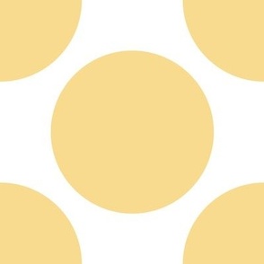 241 - Jumbo large scale pale creamy yellow and white giant polka dots, for unisex wallpaper, girls apparel, duvet covers, table cloths and runners