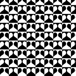 Black and White Heart Checker Pattern