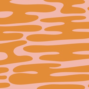 Wavy Psychedelic Groovy Stripes in Orange and Pink Jumbo Scale