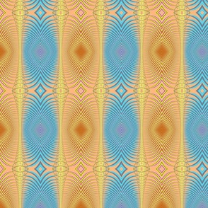 Psychedelic Feathers in Peach and Turquoise Blue