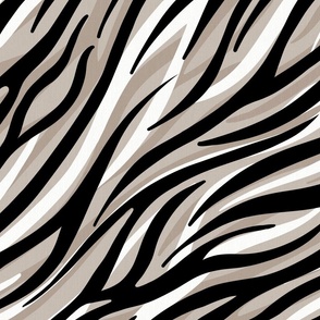 Zebra Animal Print Black White and Neutral 