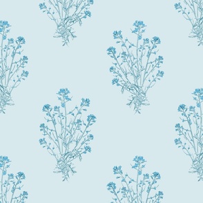 Upland cress in pastel azure. Large scale