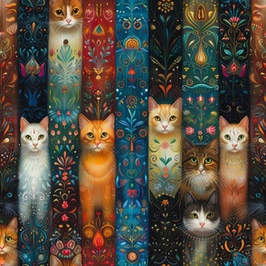 Boho Colorful Floral Cat Collage
