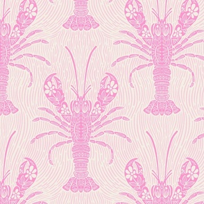 Ocean Bloom Lobster - decorative floral crustacean print - single color pink