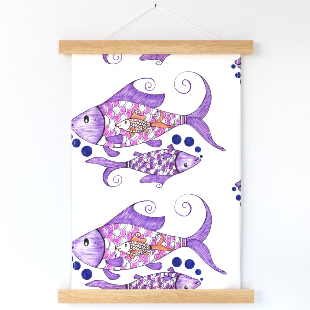 Multicolor fish under water seamless pattern design