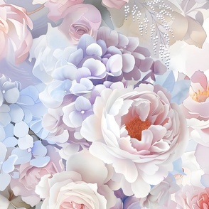 pastel floral xl hydrangeas roses cottagecore spring time romantic feminine blooms