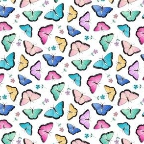 xs-Glitter Butterflies-White