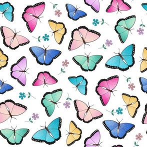 Large-Glitter Butterflies-White