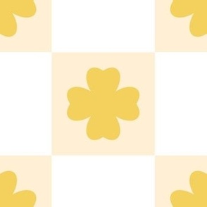 Yellow flower checkers, yellow beige