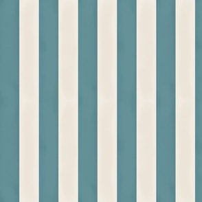 Bold darker blue beach stripes on bone white