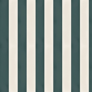 Bold deep green beach stripes on bone white