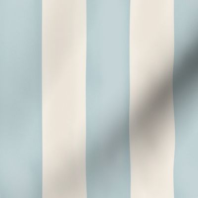 Bold light blue beach stripes on bone white