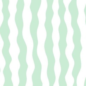 Sea Stripe Waves in Mint Green and White