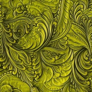 chartreuse tooled leather