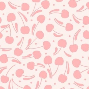 M Cherry Blush Whimsy: A Playful Dance of Pink Cherries on a Cream Canvas 0037 K