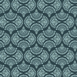 Flora geometric arches - Medium scale - Dark blue - powder blue 