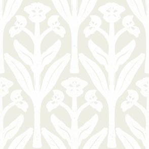 Elegant Art Nouveau Floral | Vintage textured flower - White Dove Benjamin Moore - LARGE