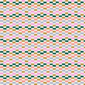 Colorful And Playful Wavy Rectangle Checkerboard, Retro Colors