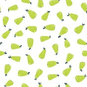 S Pears and Leaves  on White Background  0043 A  Leaf Pear Yellow and Green Accents hand drawn illustration doodling doodle
