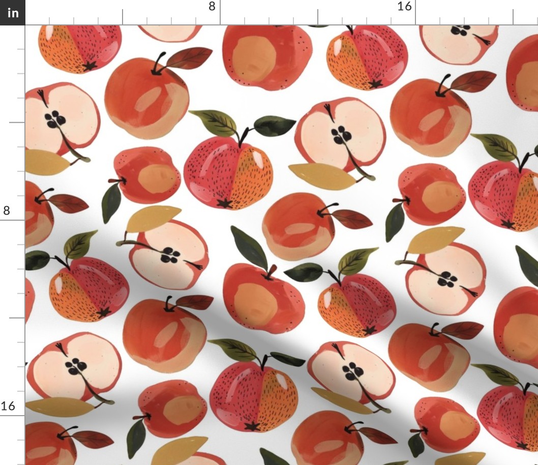 Small Vintage Abstract Sweet Kitchen Fruits - Red Apples On White