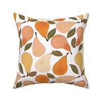 Small Vintage Abstract Sweet Kitchen Fruits - Orange Pears  On White