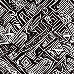 African abstract art black and white L