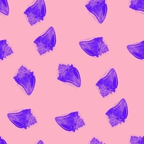 Conch shells purple pink beach day block print styke