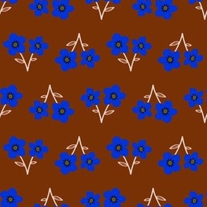 (SMALL) Modern Floral Garden - Vibrant Autumn Blooms in Electric Blue