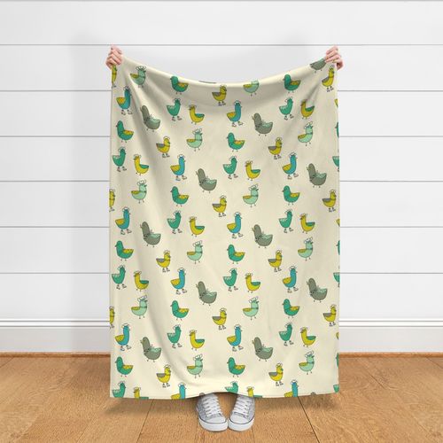 Western Bird Modern Kids Scandinavian Half Drop - Large Scale, Green, Cornsilk