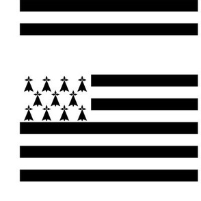 Flag of Brittany (Gwenn ha du) - 18 cm x 10.8 cm (7.1x4.3") with 2 cm (3/4") white borders