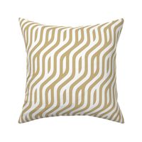 Tan and white diagonal wavy lines modern pattern.