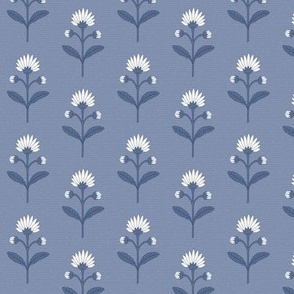 Naomi Floral: Denim Blue Small Floral, Small Scale Blue Botanical