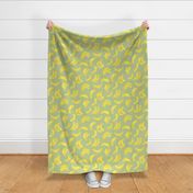 medium - Ripe bananas - watercolor tropical - yellow fruits on tea green