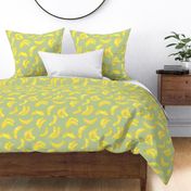 medium - Ripe bananas - watercolor tropical - yellow fruits on tea green