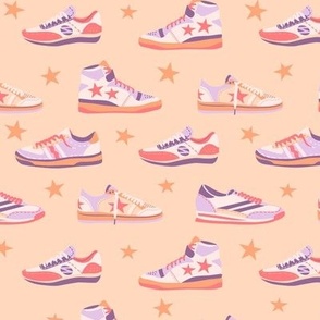Retro Sneakers and Stars on Peach Fuzz (lg)