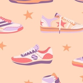 Retro Sneakers and Stars on Peach Fuzz (xl)