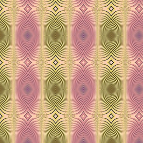 Psychedelic Feathers in Pink and Yellow on Peach